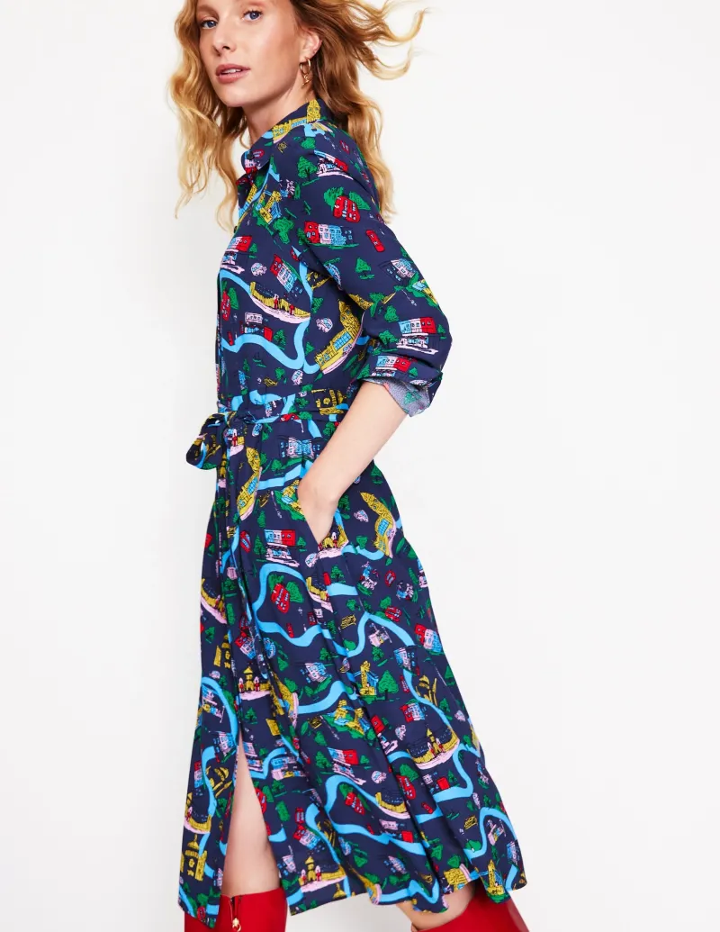 Kleider & Jumpsuits | Kleider In Petite | Boden Kate Midi-Hemdblusenkleid-Französisches Marineblau, London Town FranzösischesMarineblau,LondonTown