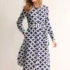 Kleider & Jumpsuits | Kleider In Petite | Boden Kate Midi-Hemdblusenkleid-Französisches Marineblau, Diamond Terrace FranzösischesMarineblau,DiamondTerrace