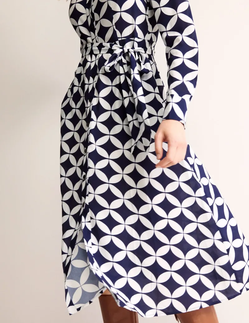 Kleider & Jumpsuits | Kleider In Petite | Boden Kate Midi-Hemdblusenkleid-Französisches Marineblau, Diamond Terrace FranzösischesMarineblau,DiamondTerrace