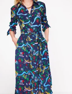 Kleider & Jumpsuits | Kleider In Petite | Boden Kate Midi-Hemdblusenkleid-Französisches Marineblau, London Town FranzösischesMarineblau,LondonTown