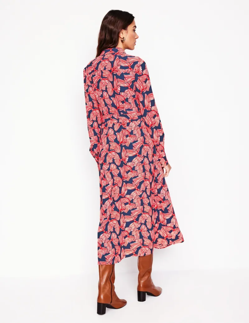 Kleider & Jumpsuits | Midi | Boden Kate Midi-Hemdblusenkleid-Französisches Marineblau, Großflächiges Schleifenmuster FranzösischesMarineblau,GroßflächigesSchleifenmuster