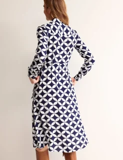Kleider & Jumpsuits | Kleider In Petite | Boden Kate Midi-Hemdblusenkleid-Französisches Marineblau, Diamond Terrace FranzösischesMarineblau,DiamondTerrace