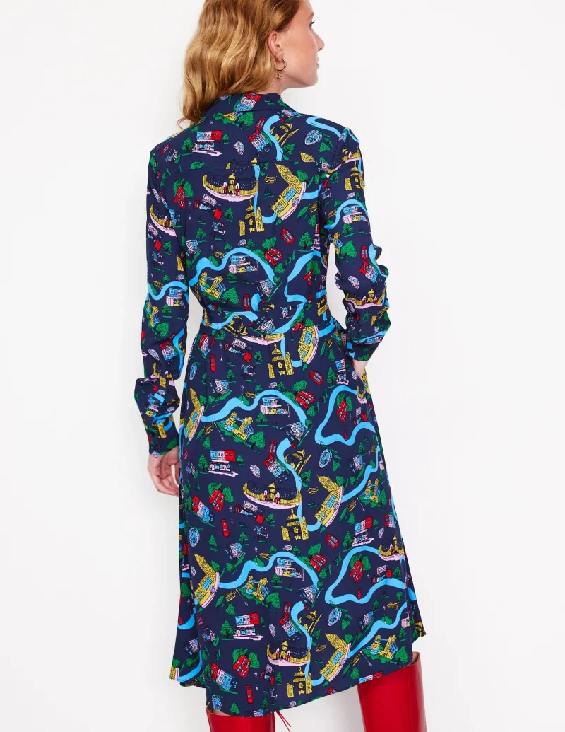 Kleider & Jumpsuits | Kleider In Petite | Boden Kate Midi-Hemdblusenkleid-Französisches Marineblau, London Town FranzösischesMarineblau,LondonTown