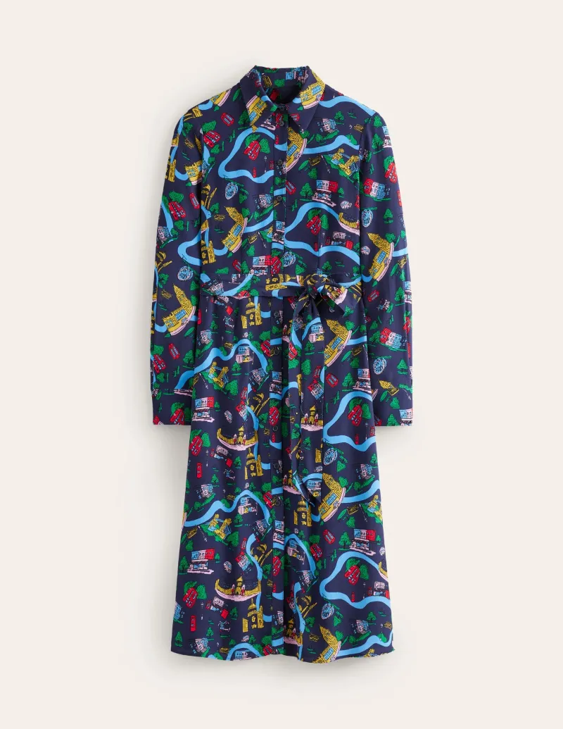 Kleider & Jumpsuits | Kleider In Petite | Boden Kate Midi-Hemdblusenkleid-Französisches Marineblau, London Town FranzösischesMarineblau,LondonTown