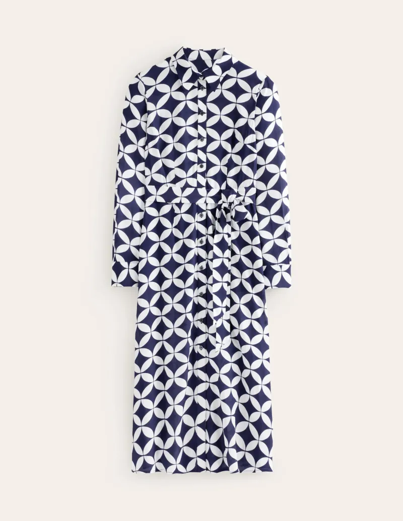 Kleider & Jumpsuits | Kleider In Petite | Boden Kate Midi-Hemdblusenkleid-Französisches Marineblau, Diamond Terrace FranzösischesMarineblau,DiamondTerrace