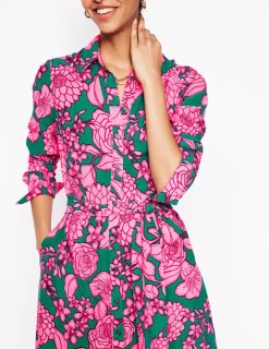 Kleider & Jumpsuits | Kleider In Petite | Boden Kate Midi-Hemdblusenkleid-Grün, Blütenkaskade Grün,Blütenkaskade