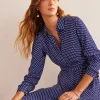 Kleider & Jumpsuits | Kleider In Petite | Boden Kate Midi-Hemdblusenkleid-Marineblau, Gepunktet Marineblau,Gepunktet