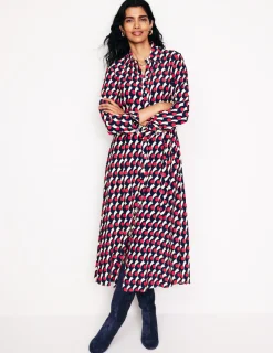 Kleider & Jumpsuits | Kleider In Petite | Boden Kate Midi-Hemdblusenkleid-Rot, Polka-Welle Rot,Polka-Welle