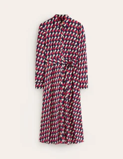 Kleider & Jumpsuits | Kleider In Petite | Boden Kate Midi-Hemdblusenkleid-Rot, Polka-Welle Rot,Polka-Welle