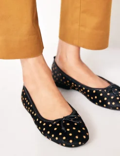 Flache Schuhe | Boden Kitty Ballerinas mit flexibler Sohle-Punkte Schwarz und Camel PunkteSchwarzundCamel