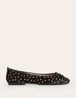 Flache Schuhe | Boden Kitty Ballerinas mit flexibler Sohle-Punkte Schwarz und Camel PunkteSchwarzundCamel