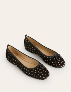 Flache Schuhe | Boden Kitty Ballerinas mit flexibler Sohle-Punkte Schwarz und Camel PunkteSchwarzundCamel