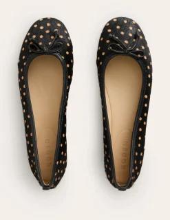 Flache Schuhe | Boden Kitty Ballerinas mit flexibler Sohle-Punkte Schwarz und Camel PunkteSchwarzundCamel