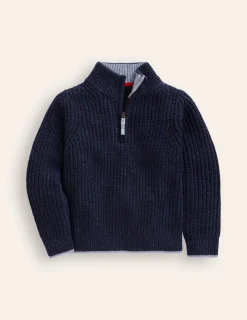 Pullover & Strickjacken | Boden Klassischer Pullover mit halblangem Reißverschluss-Marineblau Noppen MarineblauNoppen