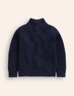 Pullover & Strickjacken | Boden Klassischer Pullover mit halblangem Reißverschluss-Marineblau Noppen MarineblauNoppen
