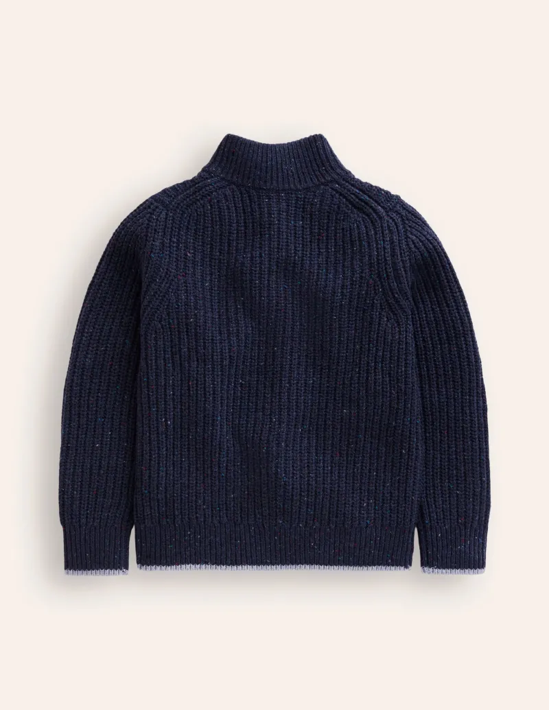 Pullover & Strickjacken | Boden Klassischer Pullover mit halblangem Reißverschluss-Marineblau Noppen MarineblauNoppen