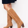 Absatzschuhe | Stiefel | Boden Kniehohe Stiefel mit mandelförmiger Zehenpartie- Hellbraun