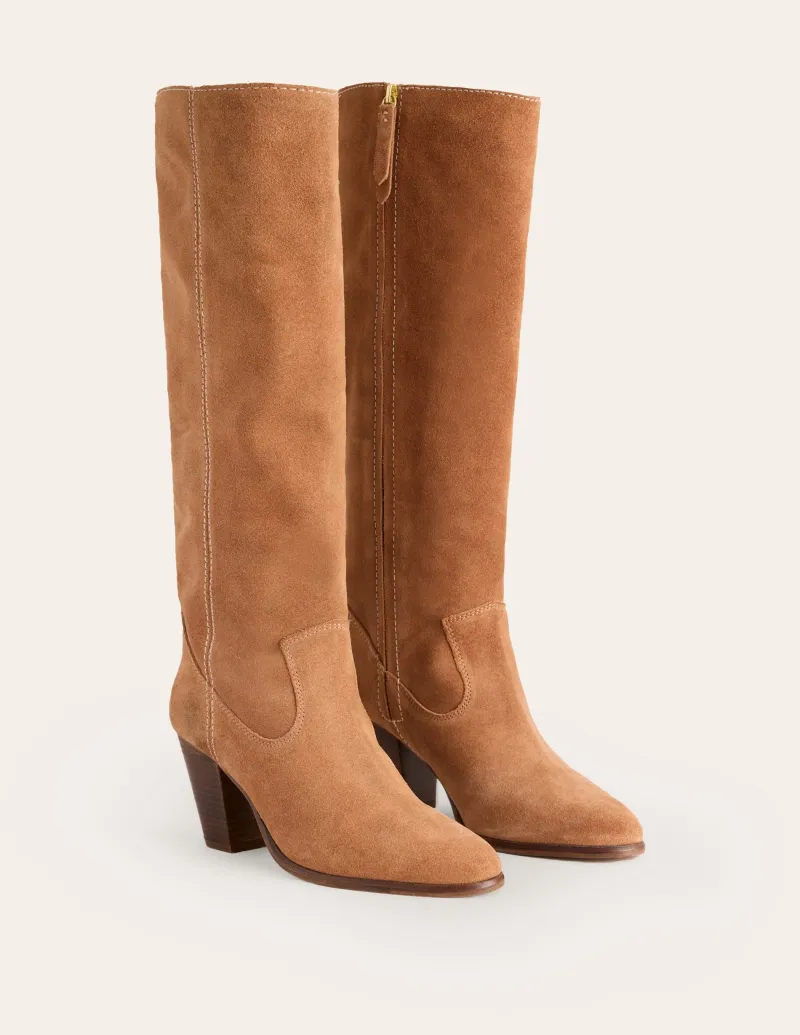 Absatzschuhe | Stiefel | Boden Kniehohe Stiefel mit mandelförmiger Zehenpartie- Hellbraun