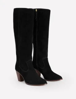 Stiefel | Absatzschuhe | Boden Kniehohe Stiefel mit mandelförmiger Zehenpartie- Schwarz