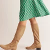 Flache Schuhe | Absatzschuhe | Boden Kniehohe Stretchstiefel mit flacher Sohle- Braun