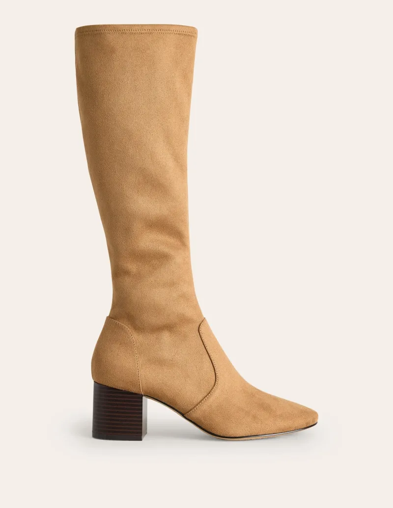 Absatzschuhe | Stiefel | Boden Kniehohe Stretchstiefel mit Absatz- Braun