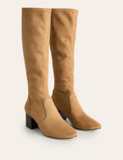Absatzschuhe | Stiefel | Boden Kniehohe Stretchstiefel mit Absatz- Braun