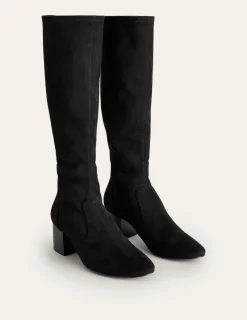 Absatzschuhe | Stiefel | Boden Kniehohe Stretchstiefel mit Absatz- Schwarz