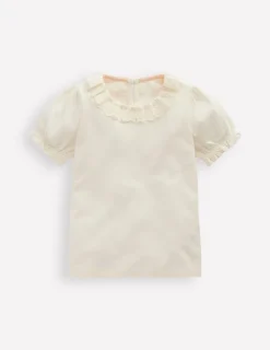 Oberteile & T-shirts | Boden Kurzärmeliges Oberteil mit Kragen-Naturweiß mit Lochstickerei NaturweißmitLochstickerei