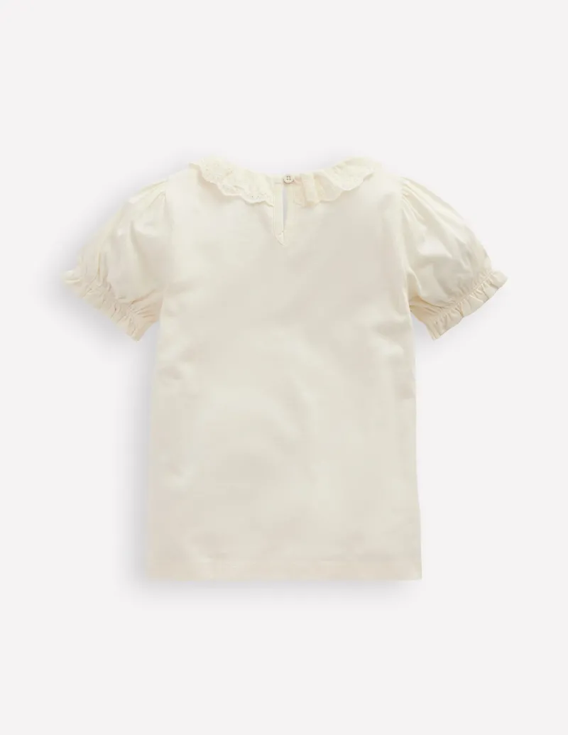 Oberteile & T-shirts | Boden Kurzärmeliges Oberteil mit Kragen-Naturweiß mit Lochstickerei NaturweißmitLochstickerei