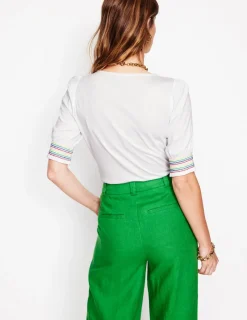 Nachtwäsche & Schlafanzüge | T-shirts & Tops | Boden Kurzärmeliges Oberteil mit gesmokten Bündchen- Weiß
