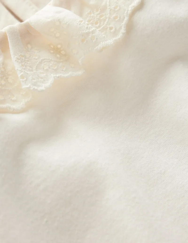 Oberteile & T-shirts | Boden Kurzärmeliges Oberteil mit Kragen-Naturweiß mit Lochstickerei NaturweißmitLochstickerei