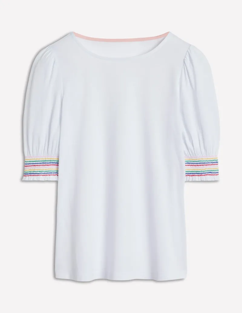Nachtwäsche & Schlafanzüge | T-shirts & Tops | Boden Kurzärmeliges Oberteil mit gesmokten Bündchen- Weiß
