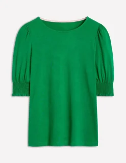 Nachtwäsche & Schlafanzüge | T-shirts & Tops | Boden Kurzärmeliges Oberteil mit gesmokten Bündchen-Grünes Tamburin GrünesTamburin
