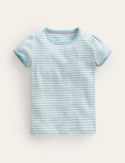 Oberteile & T-shirts | Boden Kurzärmliges Pointelle-Oberteil-Helles Himmelblau/Sanftes Naturweiß HellesHimmelblau/SanftesNaturweiß