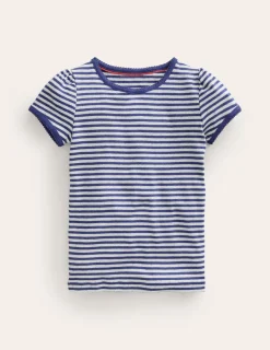 Oberteile & T-shirts | Boden Kurzärmliges Pointelle-Oberteil-Sanftes Naturweiß/Steuerbordblau SanftesNaturweiß/Steuerbordblau
