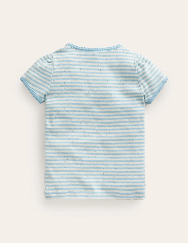 Oberteile & T-shirts | Boden Kurzärmliges Pointelle-Oberteil-Helles Himmelblau/Sanftes Naturweiß HellesHimmelblau/SanftesNaturweiß