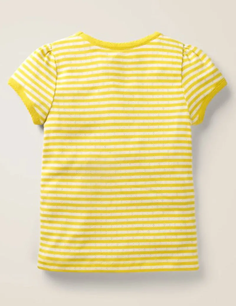 Oberteile & T-shirts | Boden Kurzärmliges Pointelle-Oberteil-Narzissengelb/Sanftes Naturweiß Narzissengelb/SanftesNaturweiß