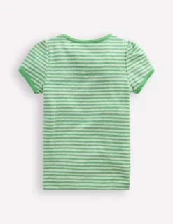 Oberteile & T-shirts | Boden Kurzärmliges Pointelle-Oberteil-Frühlingsgrün/Naturweiß Streifen Frühlingsgrün/NaturweißStreifen