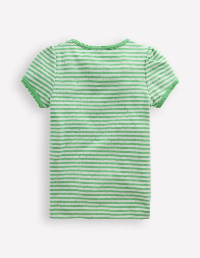 Oberteile & T-shirts | Boden Kurzärmliges Pointelle-Oberteil-Frühlingsgrün/Naturweiß Streifen Frühlingsgrün/NaturweißStreifen