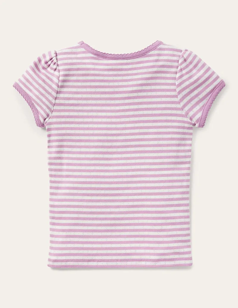 Oberteile & T-shirts | Boden Kurzärmliges Pointelle-Oberteil-Lila Flieder/Sanftes Naturweiß LilaFlieder/SanftesNaturweiß