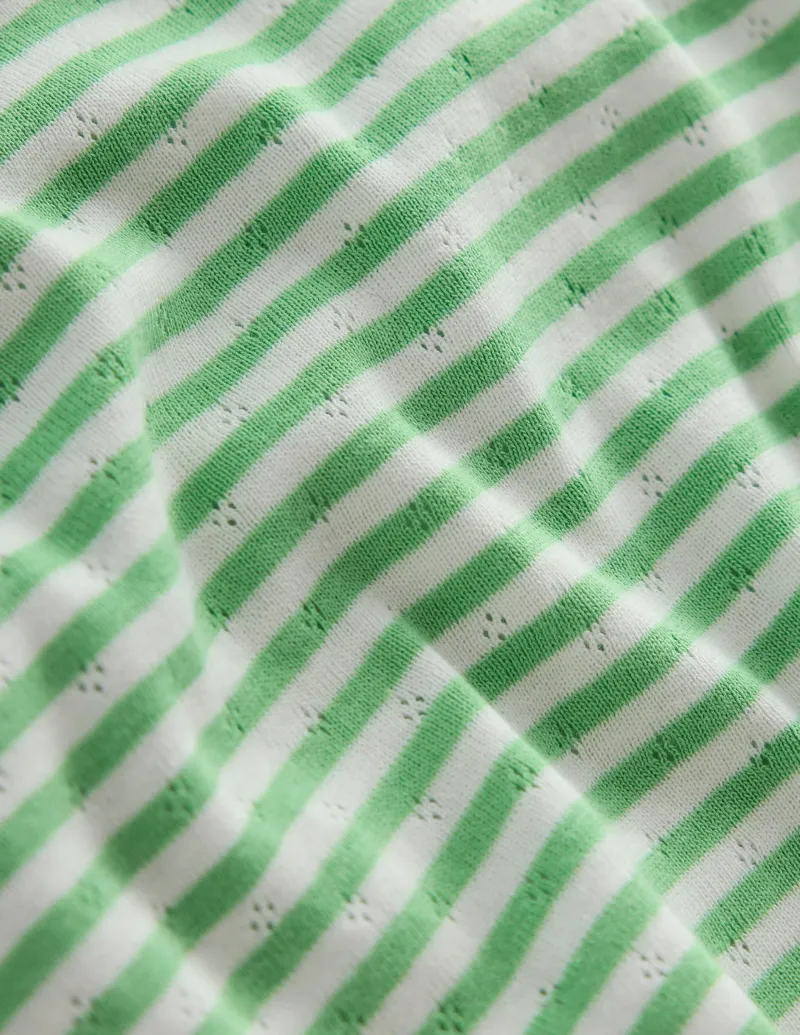 Oberteile & T-shirts | Boden Kurzärmliges Pointelle-Oberteil-Frühlingsgrün/Naturweiß Streifen Frühlingsgrün/NaturweißStreifen