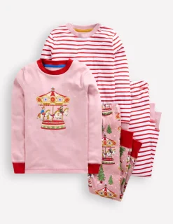 Nachtwäsche | Boden Kuschelige Schlafanzüge im Doppelpack-Vintage-Rosa Karussell Vintage-RosaKarussell