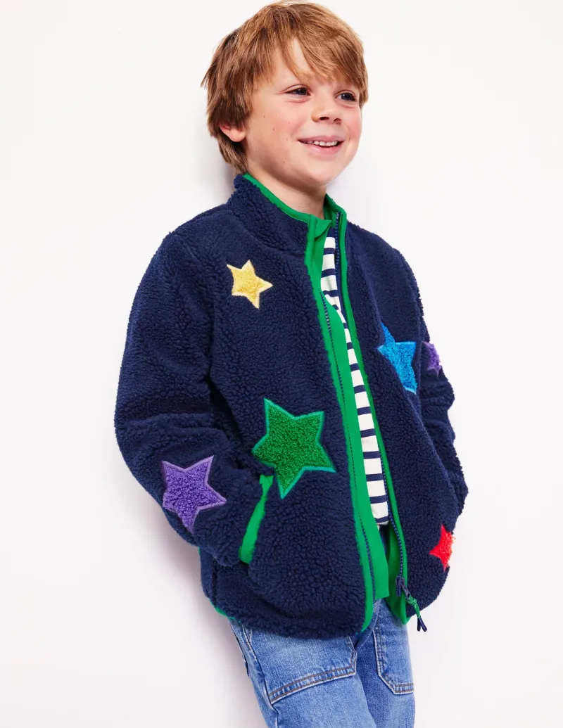 Mäntel & Jacken | Boden Kuschelige Teddyfell-Jacke-Schuluniform-Marineblau Stern Schuluniform-MarineblauStern