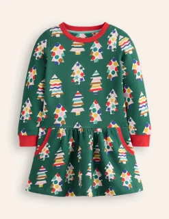 Kleider | Boden Kuscheliges, bedrucktes Sweatshirt-Kleid- Almond