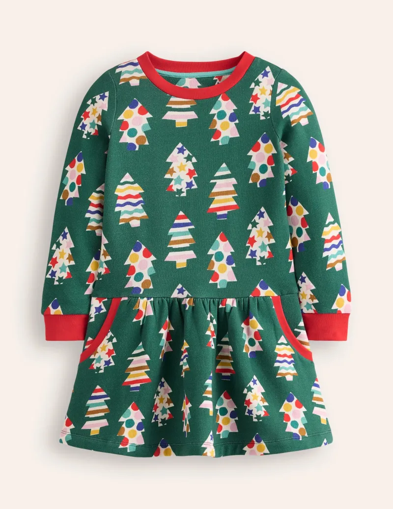 Kleider | Boden Kuscheliges, bedrucktes Sweatshirt-Kleid- Almond