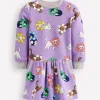 Kleider | Boden Kuscheliges, bedrucktes Sweatshirt-Kleid-Aster Lila Blumen Katze AsterLilaBlumenKatze