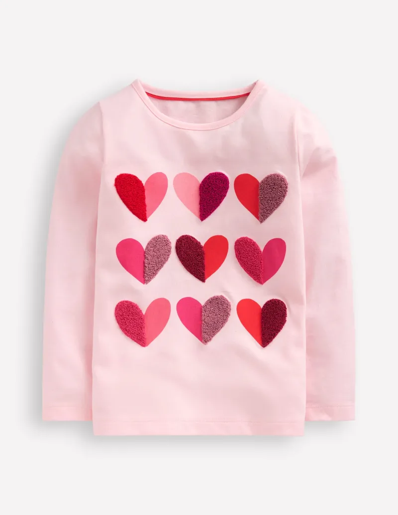 Oberteile & T-shirts | Boden Langärmeliges Bouclé-T-Shirt-Kreiderosa Herzen KreiderosaHerzen