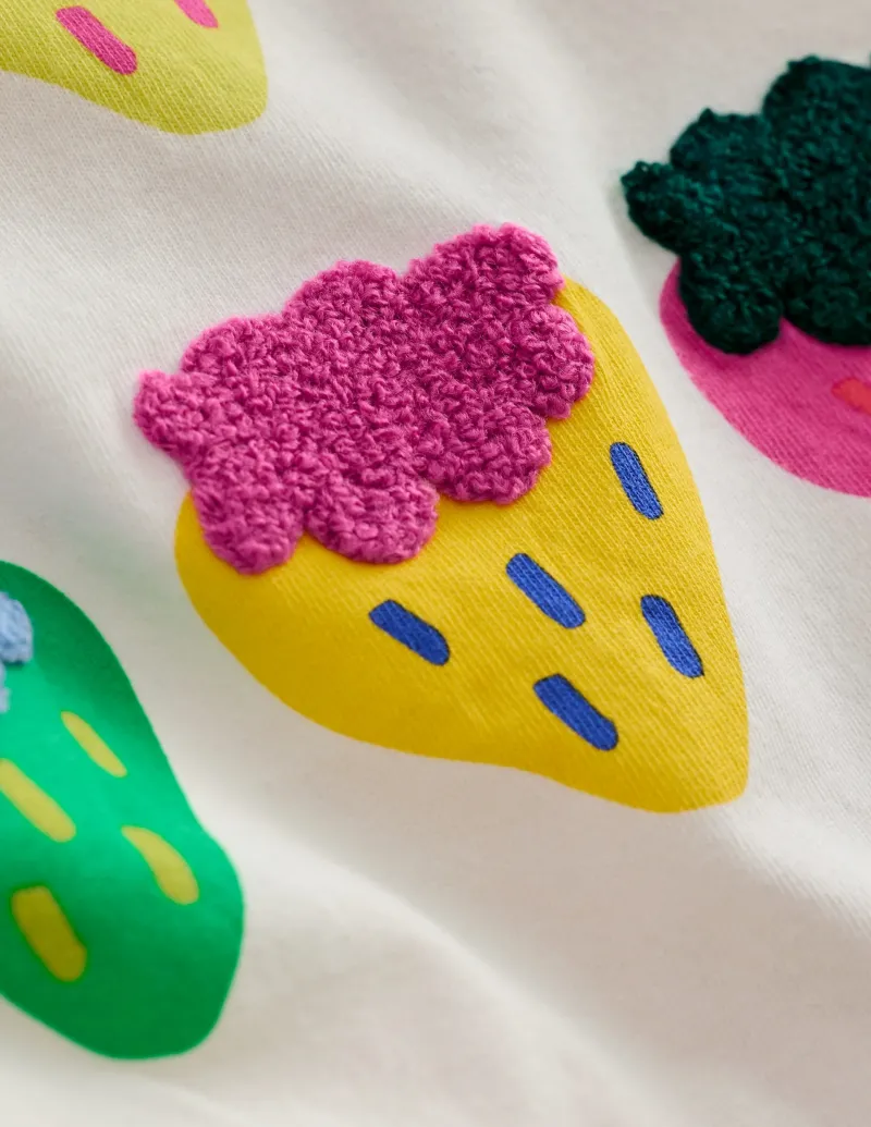Oberteile & T-shirts | Boden Langärmeliges Bouclé-T-Shirt-Naturweiß, Erdbeeren Naturweiß,Erdbeeren