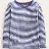 Oberteile & T-shirts | Boden Langärmeliges Oberteil mit Pointelle-Muster-Steuerbordblau/Sanftes Naturweiß Steuerbordblau/SanftesNaturweiß