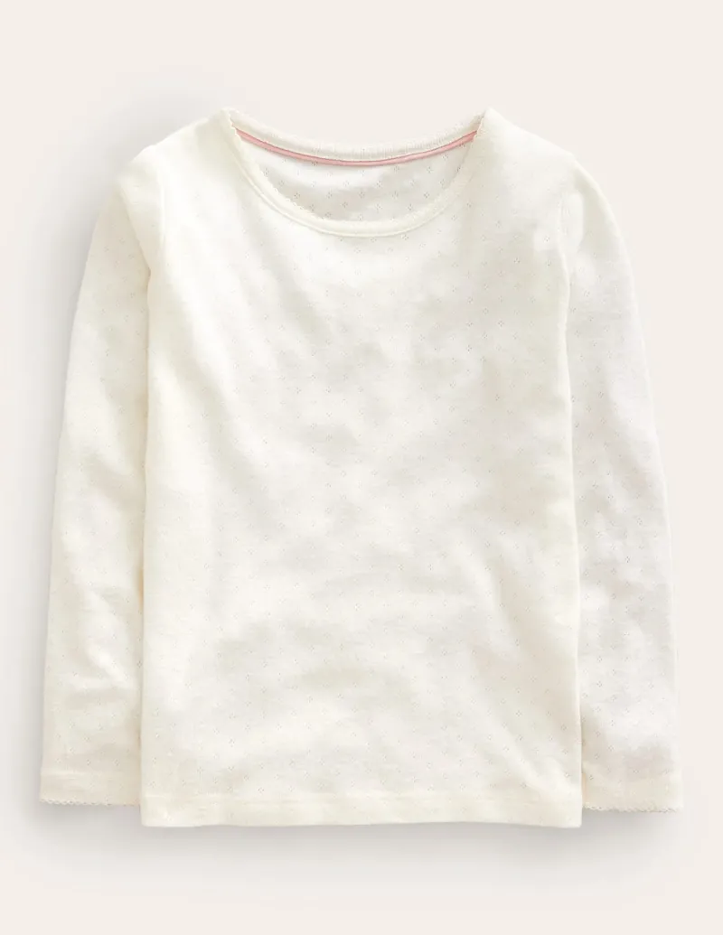 Oberteile & T-shirts | Boden Langärmeliges Oberteil mit Pointelle-Muster-Sanftes Naturweiß SanftesNaturweiß